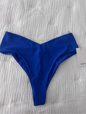 Quince Bold Cobalt V‑Front High‑Cut Bikini Bottom